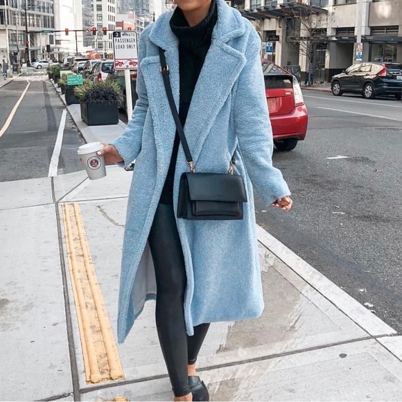 Something Navy Jackets & Blazers - Something Navy Light Blue Teddy Coat